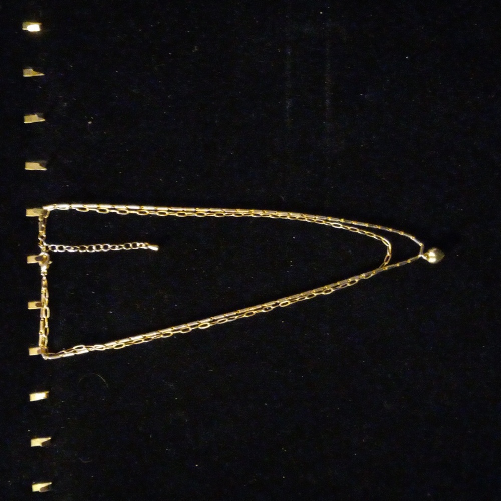 Layered 2 chain choker necklace with little puffy heart pendant. Paper Clip n be
